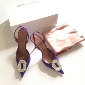 AMINA MUADDI Camelia Satin 105 Sling Heels Purple